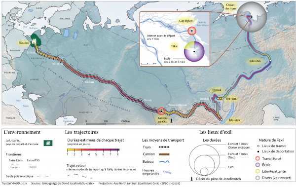 Carte du parcours de déportation de David[as] Jozefovič[ius]